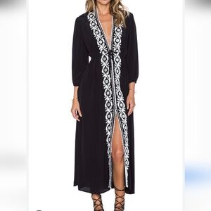 Line & Dot Parisienne Maxi Dress Embroidered Trim Dress Size: S